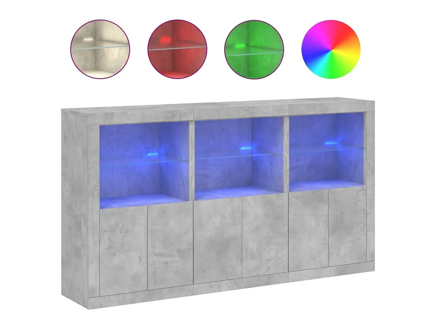 Aparador cómoda cómoda armario mueble organizador cocina salón salón con luces LED 181,5 x 37 x 100 cm gris 02_0029985