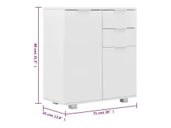 Aparador cómoda cómoda armario mueble organizador cocina salón brillante 71 x 35 x 80 cm madera contrachapada blanco 02_0030767
