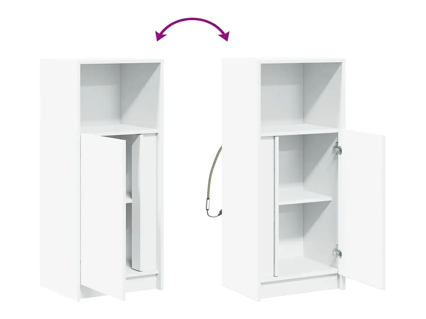 Aparador cómoda cómoda armario mueble organizador cocina salón salón con LED 42,5 x 34 x 100 cm madera contrachapada blanco 02_0029771