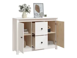 Aparador cómoda cómoda armario mueble organizador cocina salón salón 100 x 35 x 74 cm madera maciza de pino blanco 02_0030156