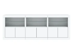 Aparador cómoda cómoda armario mueble organizador cocina salón salón con luces LED 181,5 x 37 x 67 cm blanco 02_0029840