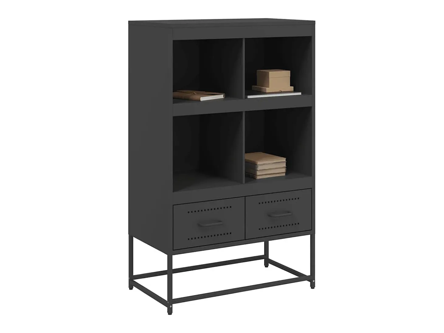 Aparador cómoda cómoda armario mueble organizador cocina salón salón alto 68 x 39 x 111,5 cm acero negro 02_0034962