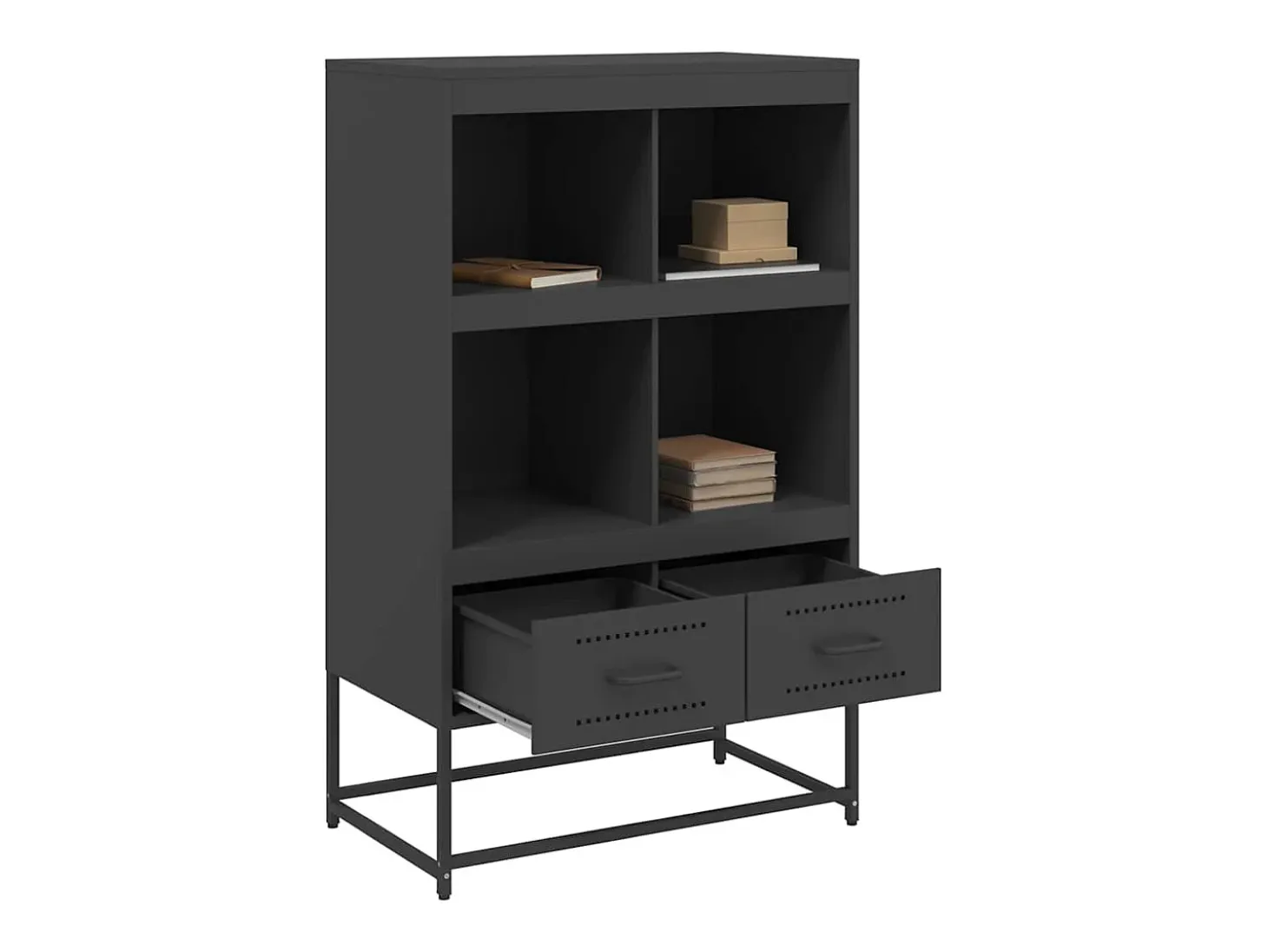 Aparador cómoda cómoda armario mueble organizador cocina salón salón alto 68 x 39 x 111,5 cm acero negro 02_0034962