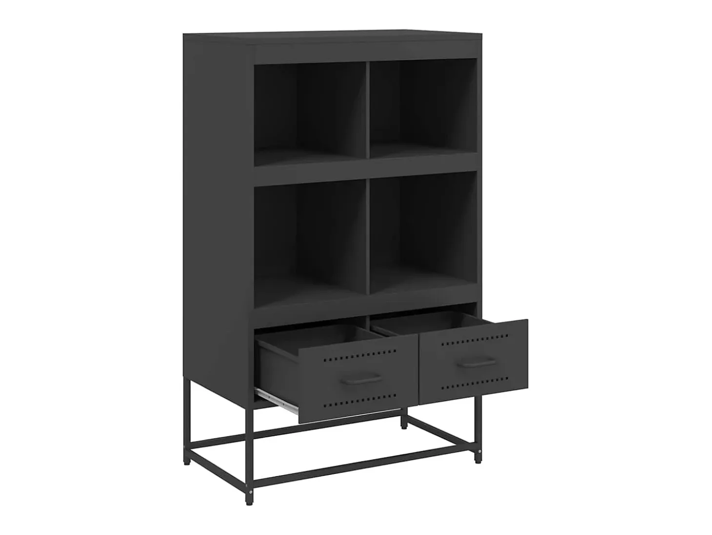 Aparador cómoda cómoda armario mueble organizador cocina salón salón alto 68 x 39 x 111,5 cm acero negro 02_0034962