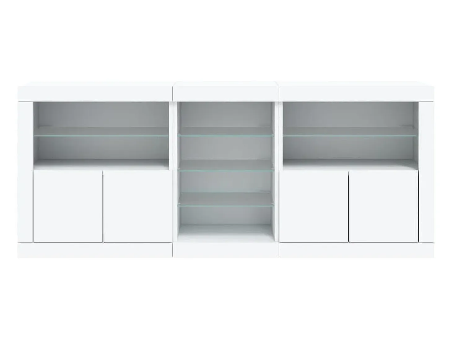 Aparador cómoda cómoda armario mueble organizador cocina salón salón con luces LED 162 x 37 x 67 cm blanco 02_0029833