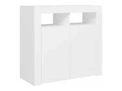 Aparador cómoda cómoda armario mueble organizador cocina salón salón con luces LED 80 x 35 x 75 cm blanco 02_0029858