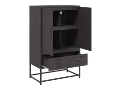Aparador cómoda cómoda armario mueble organizador cocina salón salón alto 68 x 39 x 111,5 cm acero negro 02_0034963