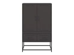 Aparador cómoda cómoda armario mueble organizador cocina salón salón alto 68 x 39 x 111,5 cm acero negro 02_0034963