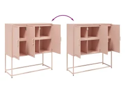 Aparador cómoda cómoda armario mueble organizador cocina salón salón alto 100,5 x 39 x 107 cm acero rosa 02_0035153