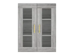 Aparador cómoda cómoda armario mueble organizador cocina salón salón alto Sonoma 69,5 x 34 x 180 cm madera contrachapada gris 02_0035612