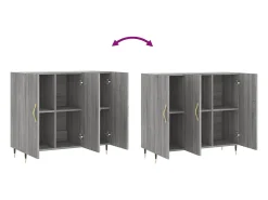 Aparador cómoda cómoda armario mueble organizador cocina salón salón Sonoma 90 x 34 x 80 cm madera contrachapada gris 02_0036547