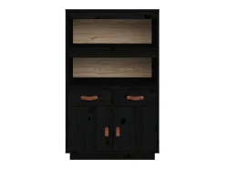 Aparador cómoda cómoda armario mueble organizador cocina salón salón alto 67 x 40 x 108,5 cm madera maciza de pino negro 02_0034955