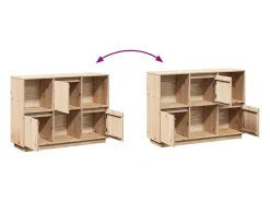 Aparador cómoda cómoda armario mueble organizador cocina salón salón 110,5 x 35 x 80 cm madera maciza de pino marrón 02_0029507