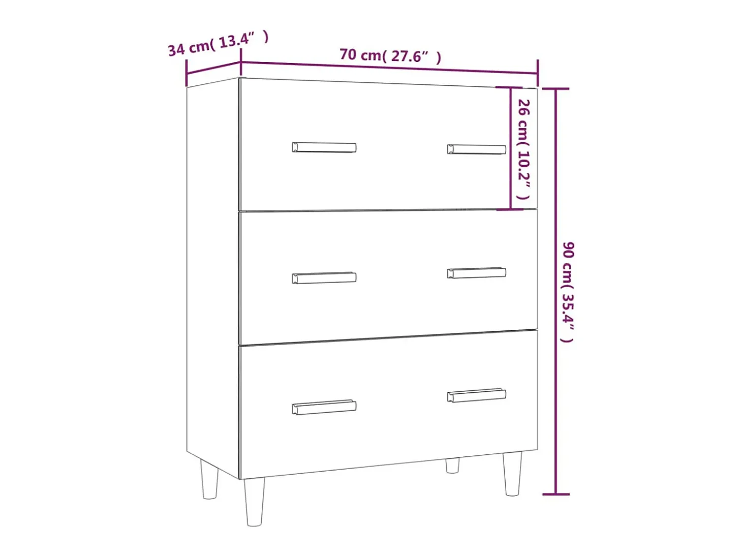 Aparador cómoda cómoda armario unidad de almacenamiento organizador cocina salón salonsonoma 70 x 34 x 90 cm madera contrachapada gris 02_0036510