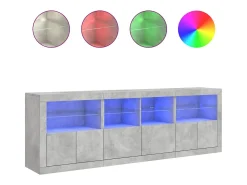 Aparador cómoda cómoda armario mueble organizador cocina salón salón con luces LED 202 x 37 x 67 cm gris 02_0029991