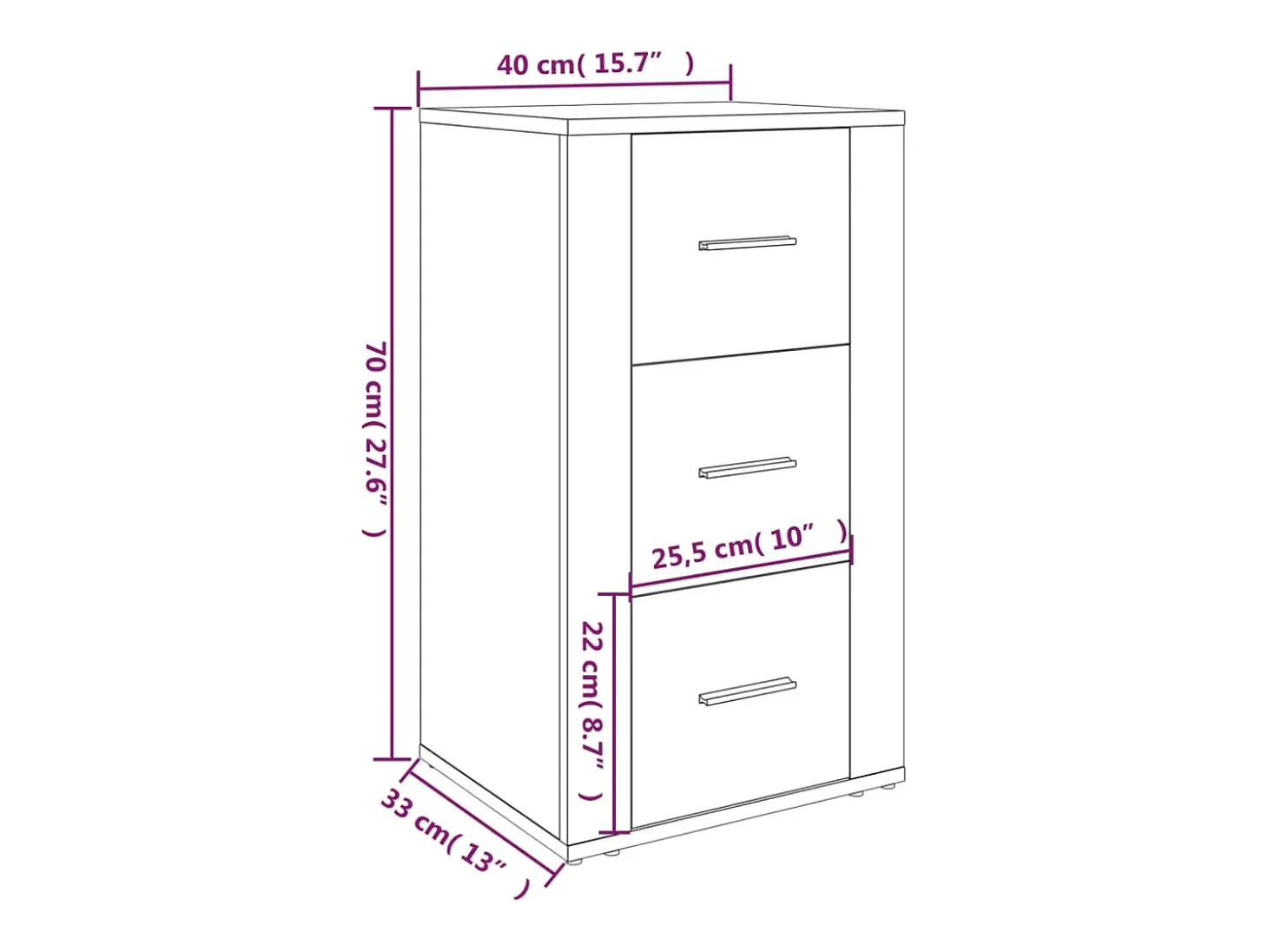 Aparador cómoda cómoda armario unidad de almacenamiento organizador cocina salón salonsonoma 40 x 33 x 70 cm madera contrachapada gris 02_0036353
