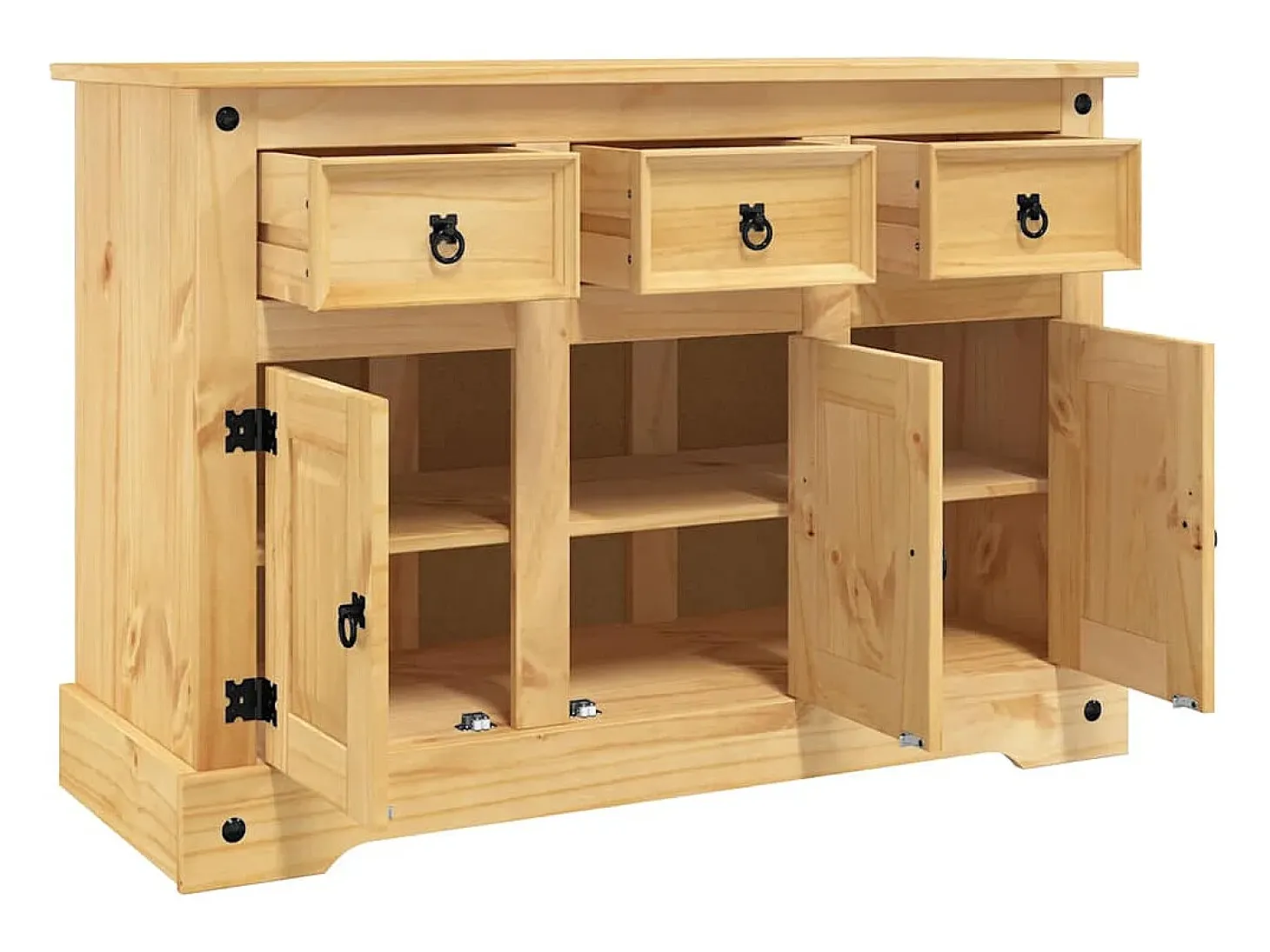 Aparador cómoda cómoda armario mueble organizador cocina salón Corona 112 x 43 x 78 cm madera maciza pino mexicano marrón 02_0031749