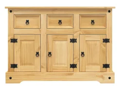 Aparador cómoda cómoda armario mueble organizador cocina salón Corona 112 x 43 x 78 cm madera maciza pino mexicano marrón 02_0031749