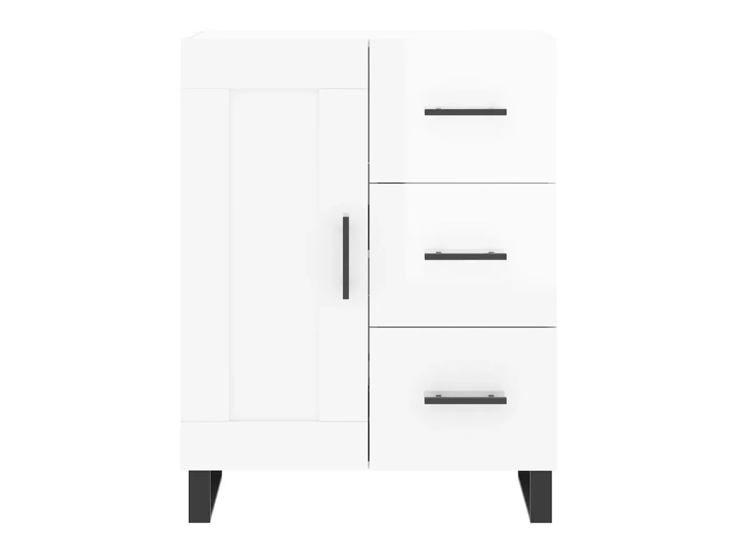 Aparador cómoda cómoda armario mueble organizador cocina salón brillante 69,5 x 34 x 90 cm madera contrachapada blanco 02_0030723