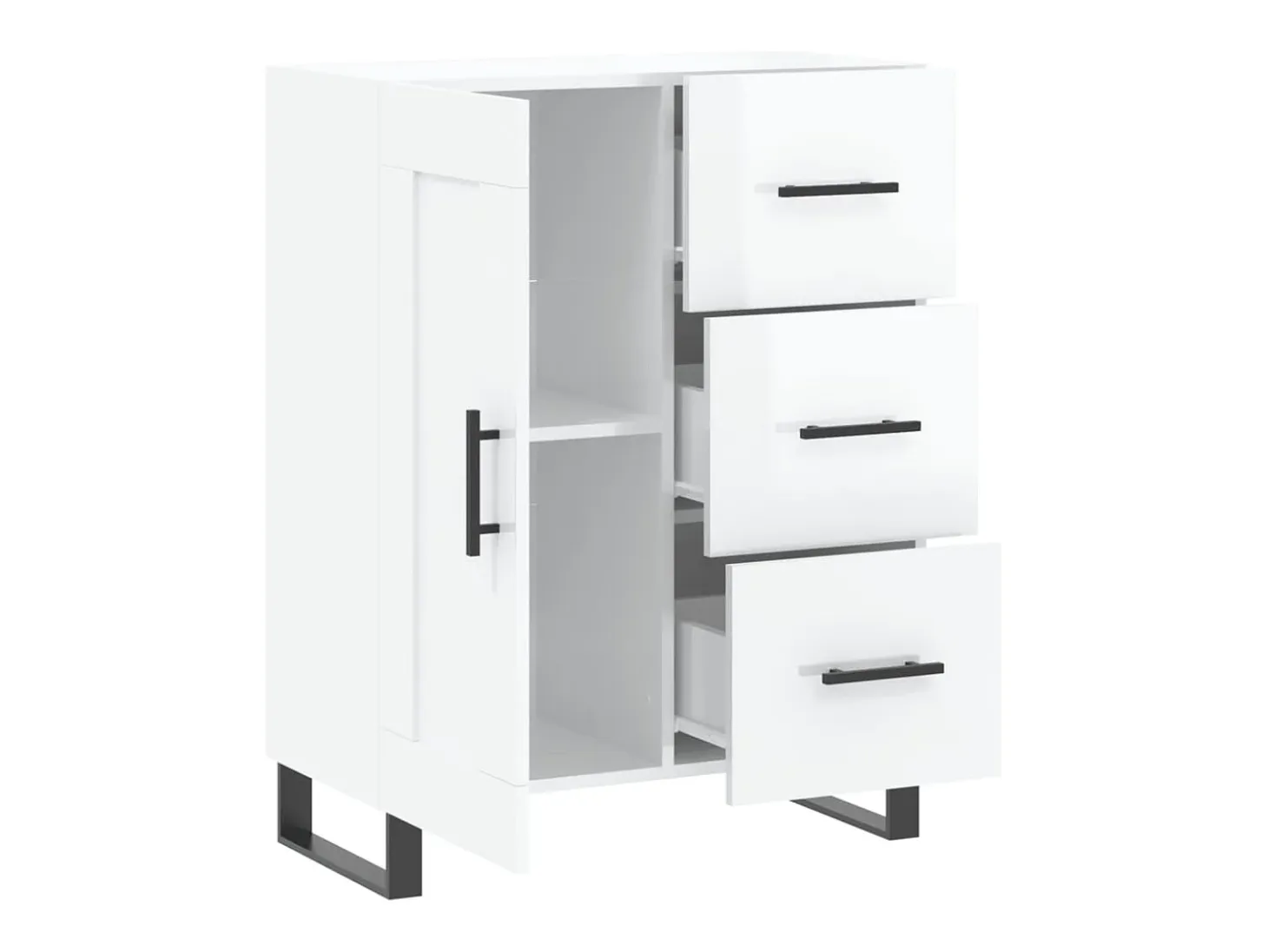 Aparador cómoda cómoda armario mueble organizador cocina salón brillante 69,5 x 34 x 90 cm madera contrachapada blanco 02_0030723