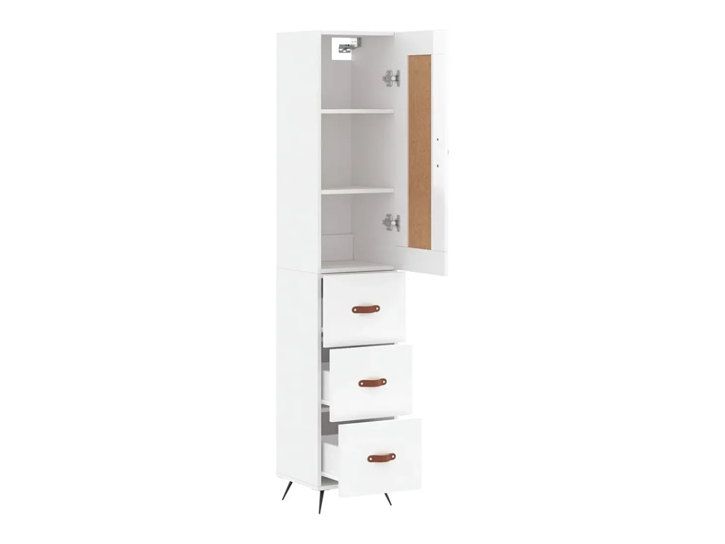 Aparador cómoda cómoda armario mueble organizador cocina salón salón alto brillo 34,5 x 34 x 180 cm madera contrachapada blanco 02_0032797