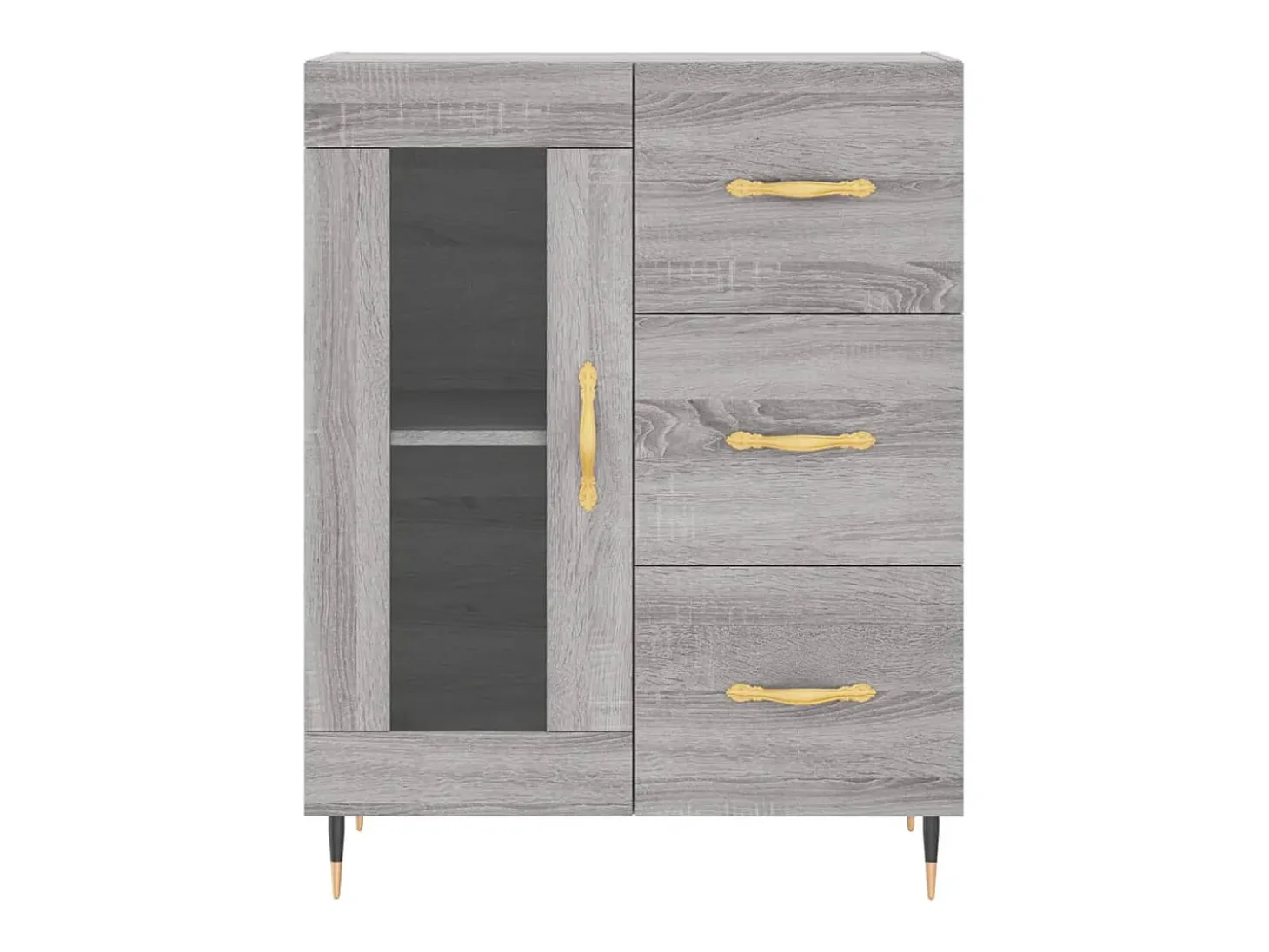 Aparador cómoda cómoda armario mueble organizador cocina salón salón alto Sonoma 69,5 x 34 x 180 cm madera contrachapada gris 02_0035437