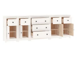 Aparador cómoda cómoda armario mueble organizador cocina salón salón 230 x 35 x 80 cm madera maciza de pino blanco 02_0030217