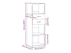 Aparador cómoda cómoda armario mueble organizador cocina salón salón alto 40 x 42,5 x 124 cm madera contrachapada marrón 02_0033715