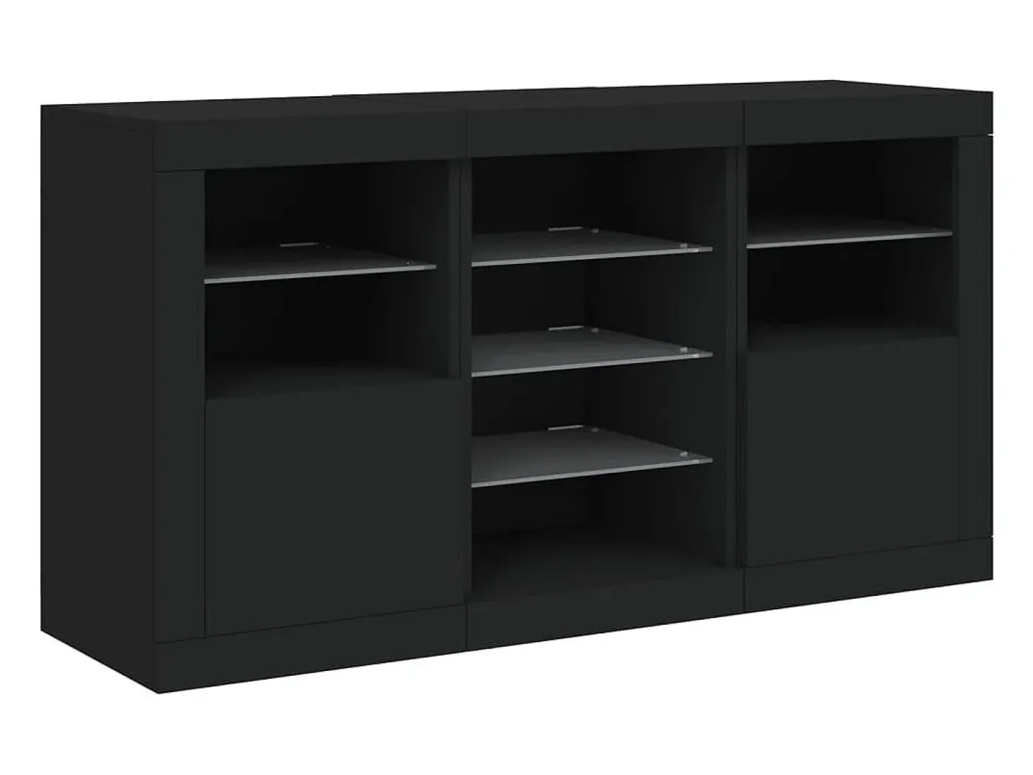 Aparador cómoda cómoda armario mueble organizador cocina salón salón con luces LED 123 x 37 x 67 cm negro 02_0030012