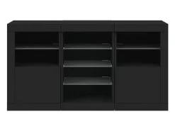 Aparador cómoda cómoda armario mueble organizador cocina salón salón con luces LED 123 x 37 x 67 cm negro 02_0030012