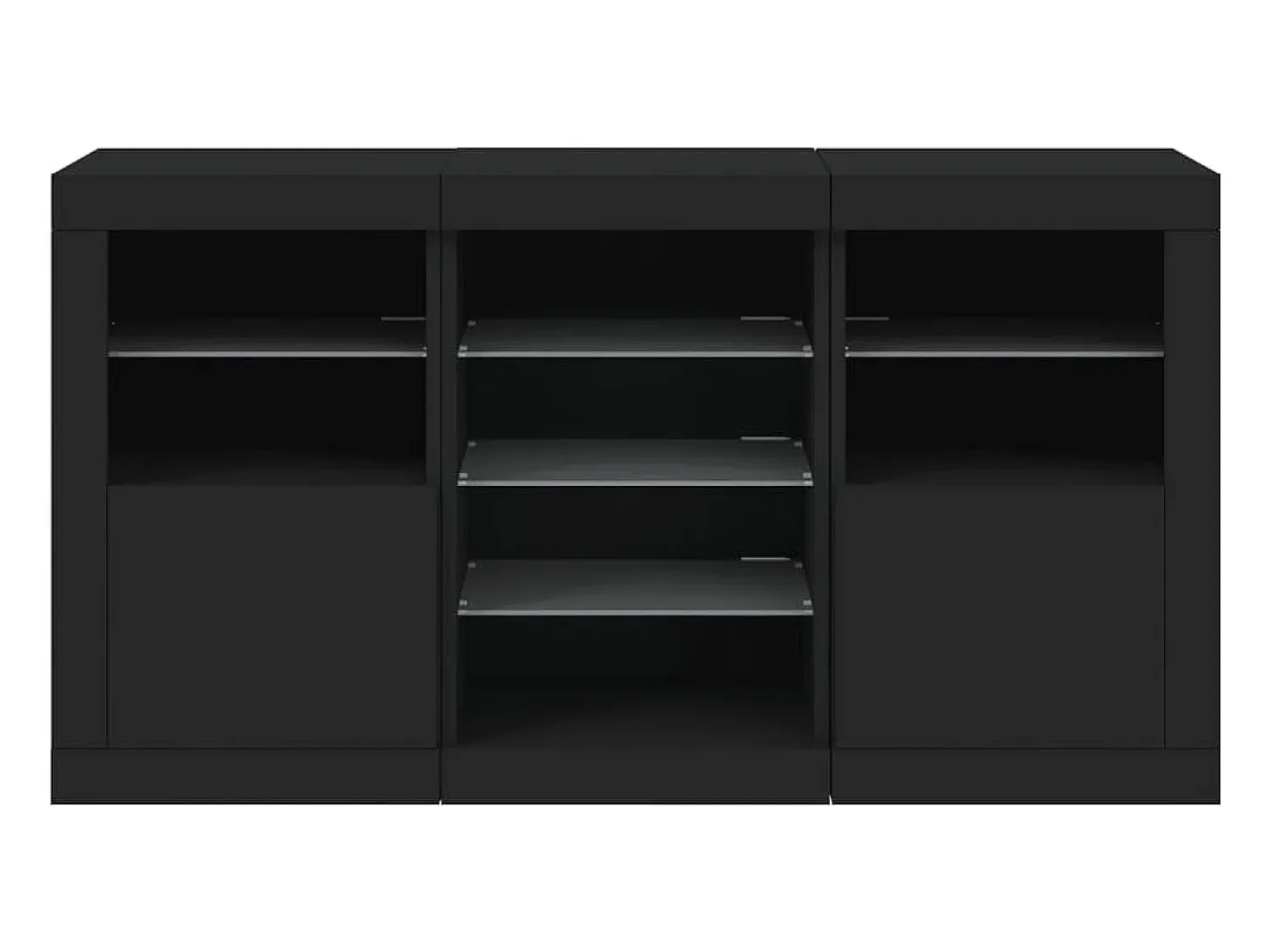 Aparador cómoda cómoda armario mueble organizador cocina salón salón con luces LED 123 x 37 x 67 cm negro 02_0030012
