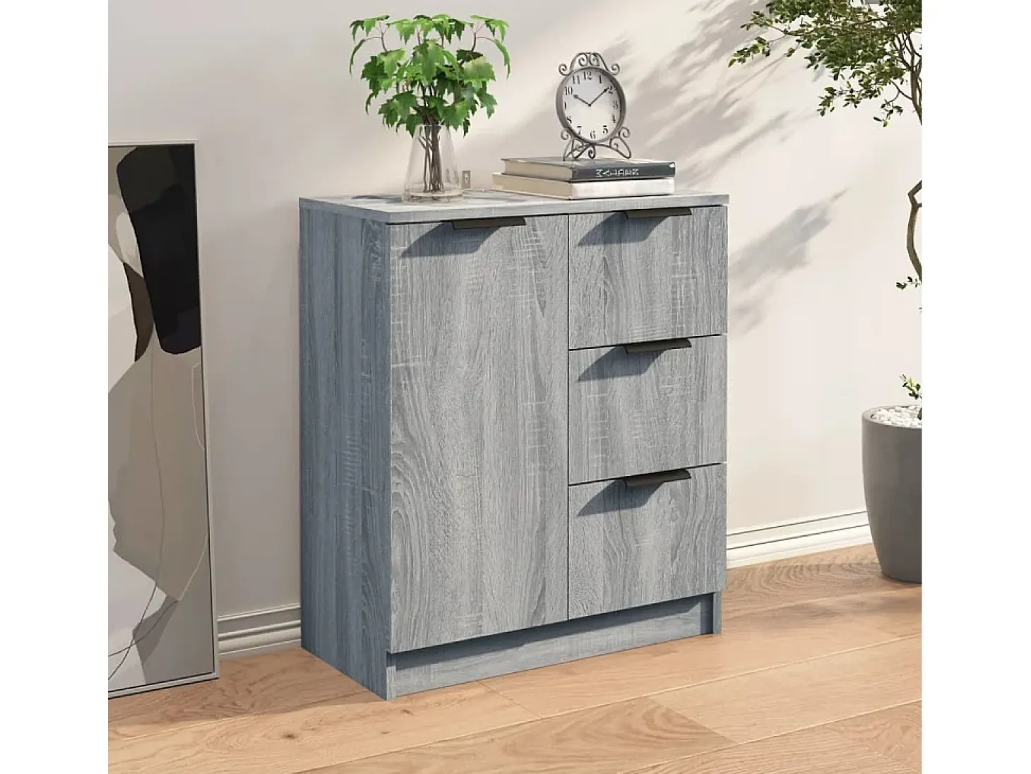 Aparador cómoda cómoda armario unidad de almacenamiento organizador cocina salón salonsonoma 60 x 30 x 70 cm madera contrachapada gris 02_0036379
