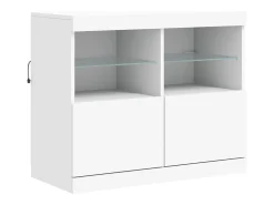 Aparador cómoda cómoda armario mueble organizador cocina salón salón con luces LED 163 x 37 x 67 cm blanco 02_0029835