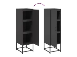 Aparador cómoda cómoda armario mueble organizador cocina salón salón alto 36 x 39 x 123 cm acero negro 02_0034915