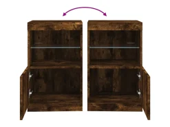 Aparador cómoda cómoda armario mueble organizador cocina salón salón con luces LED 41 x 37 x 67 cm marrón 02_0029885