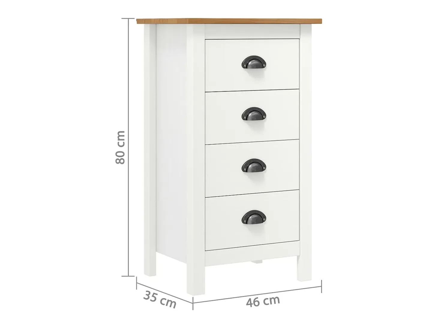 Aparador cómoda cómoda armario mueble organizador cocina salón salón Hill 46 x 35 x 80 cm madera maciza de pino blanco 02_0035669