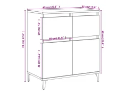 Aparador cómoda cómoda armario unidad de almacenamiento organizador cocina salón salón Sonoma 60 x 35 x 70 cm madera contrachapada gris 02_0036414