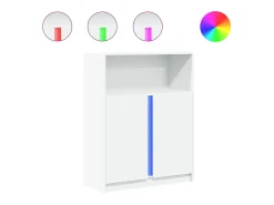 Aparador Cómoda Cómoda Armario Organizador Cocina Salón Salón con LED 77 x 34 x 100 cm Madera contrachapada blanca 02_0029775