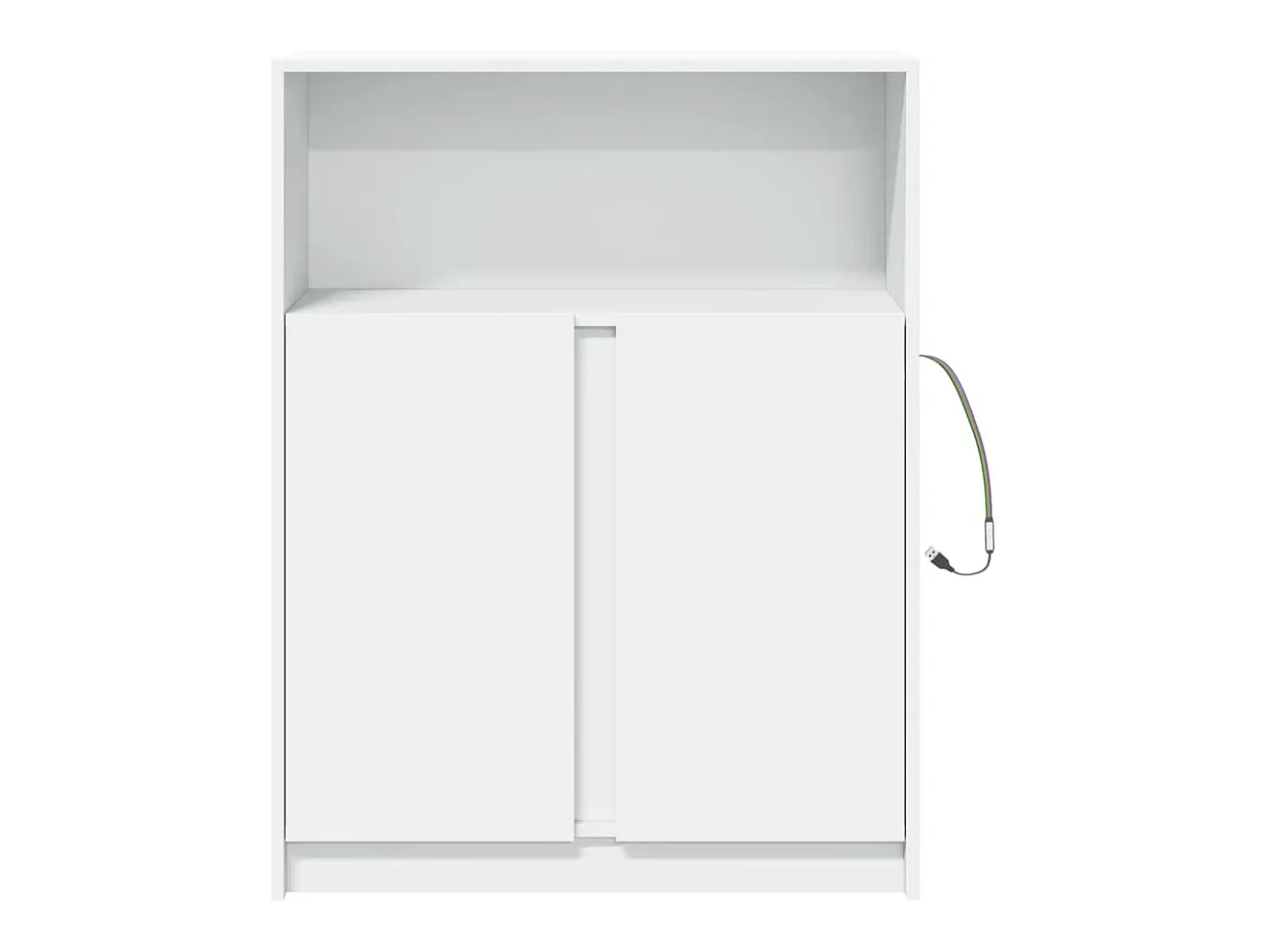 Aparador Cómoda Cómoda Armario Organizador Cocina Salón Salón con LED 77 x 34 x 100 cm Madera contrachapada blanca 02_0029775
