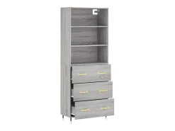 Aparador cómoda cómoda armario mueble organizador cocina salón salón alto Sonoma 69,5 x 34 x 180 cm madera contrachapada gris 02_0035480