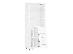 Aparador cómoda cómoda armario mueble organizador cocina salón salón alto 69,5 x 34 x 180 cm madera contrachapada blanco 02_0032552