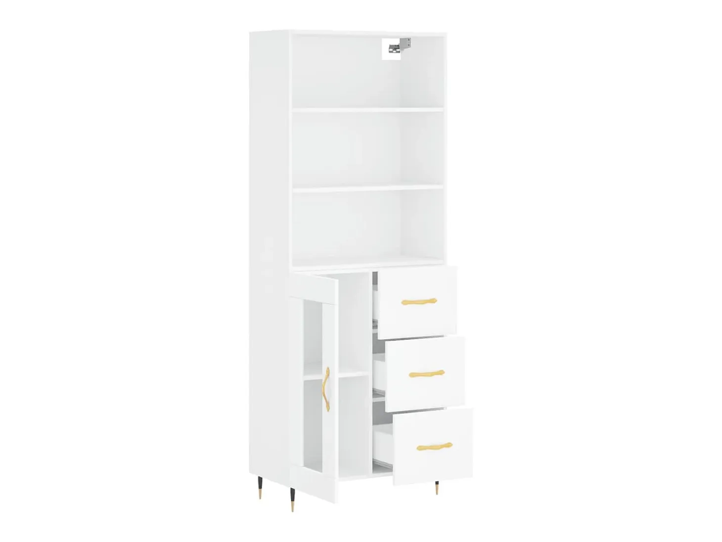 Aparador cómoda cómoda armario mueble organizador cocina salón salón alto 69,5 x 34 x 180 cm madera contrachapada blanco 02_0032552