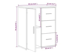 Aparador cómoda cómoda armario mueble organizador cocina salón salón 60 x 31 x 70 cm madera contrachapada blanco 02_0030343