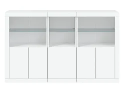 Aparador cómoda cómoda armario mueble organizador cocina salón salón con luces LED 162 x 37 x 100 cm blanco 02_0029831