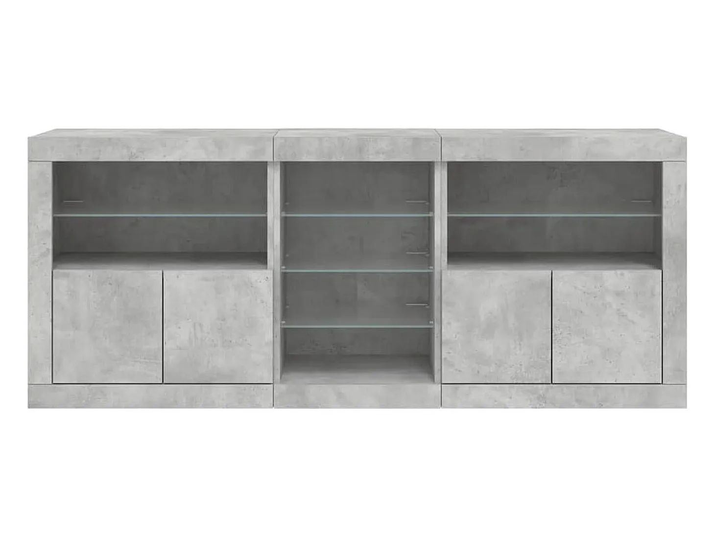 Aparador cómoda cómoda armario mueble organizador cocina salón salón con luces LED 162 x 37 x 67 cm gris 02_0029981