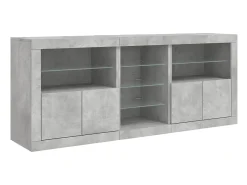 Aparador cómoda cómoda armario mueble organizador cocina salón salón con luces LED 162 x 37 x 67 cm gris 02_0029981