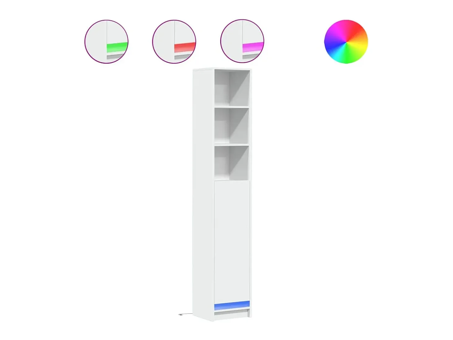 Aparador cómoda cómoda armario mueble organizador cocina salón salón con LED 36 x 32,5 x 200 cm madera contrachapada blanco 02_0029769
