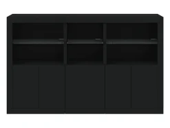 Aparador cómoda cómoda armario mueble organizador cocina salón salón con luces LED 162 x 37 x 100 cm negro 02_0030017