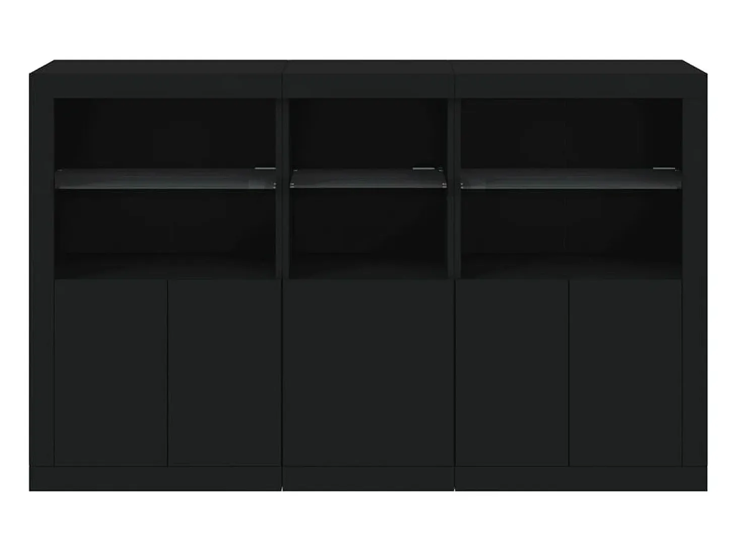 Aparador cómoda cómoda armario mueble organizador cocina salón salón con luces LED 162 x 37 x 100 cm negro 02_0030017