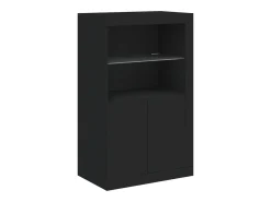Aparador cómoda cómoda armario mueble organizador cocina salón salón con luces LED 162 x 37 x 100 cm negro 02_0030017